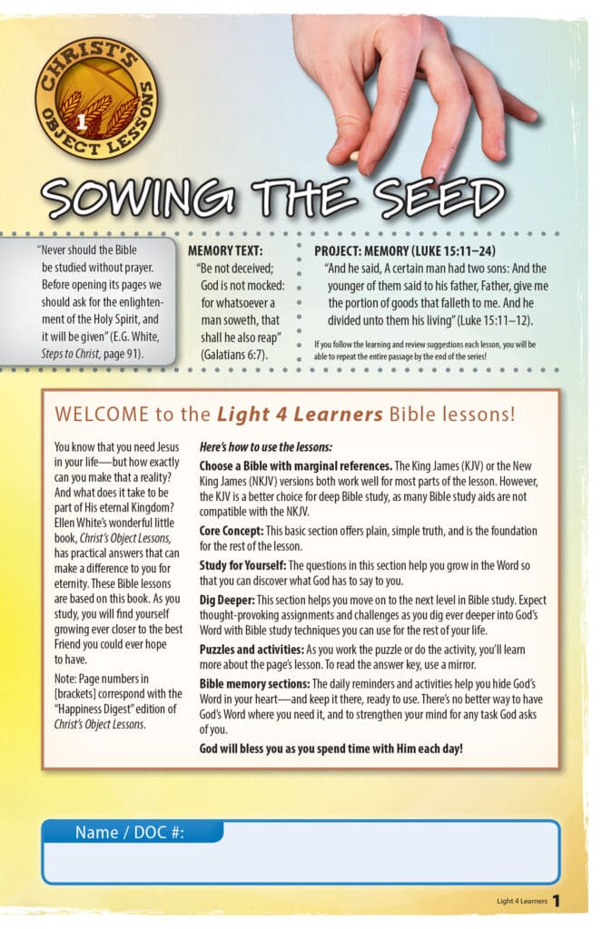 Christs Object Lessons Lesson 1.indd