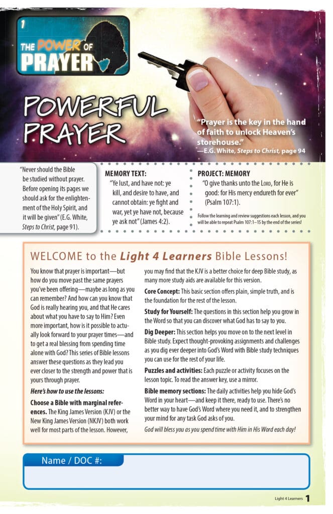 The Power of Prayer Lesson 1.indd